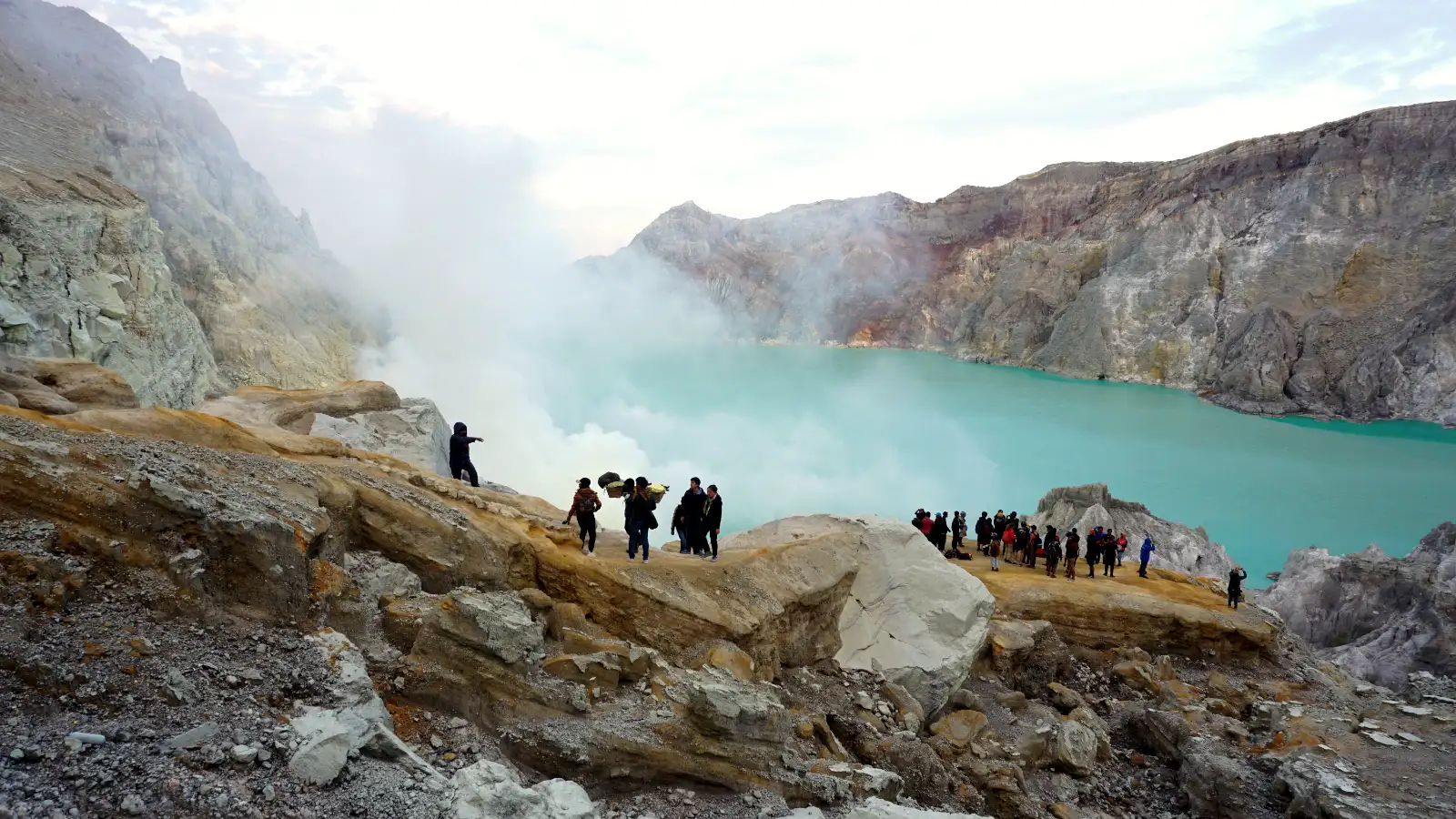 Ijen Caldera Landscape Overview Stunning landscape of the Ijen volcanic complex in East Java