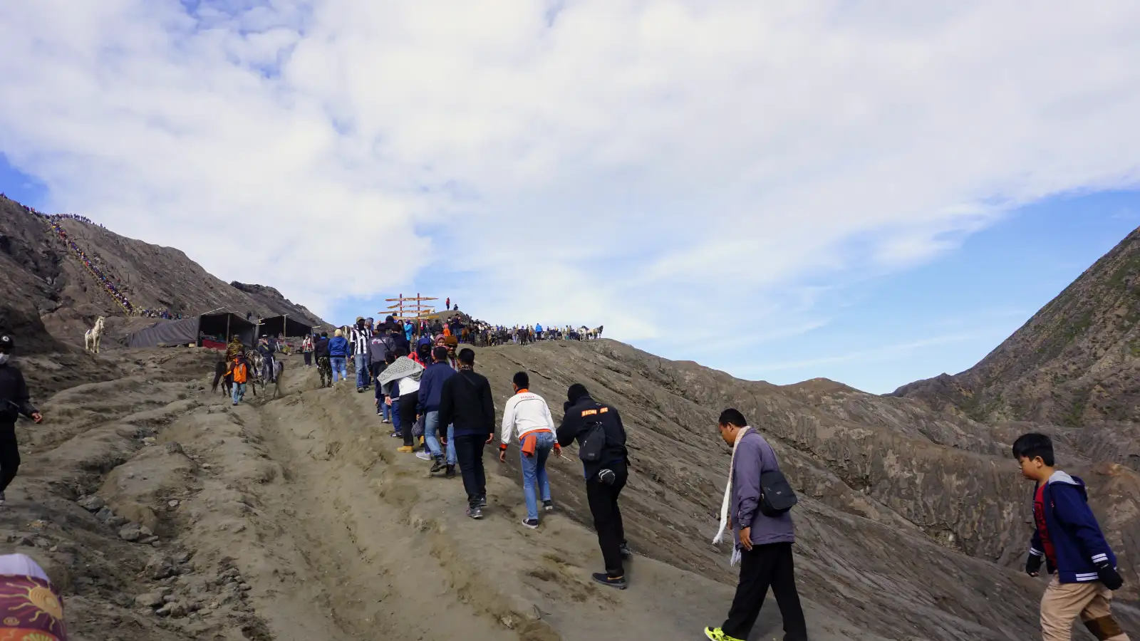 The Famous Bromo Staircase Close up view of the concrete stairs leading to the Mount Bromo crater rim
